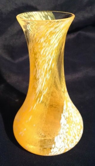 Vintage Caithness Glass Vase Amber Orange And White Coloured Small Posy Vase