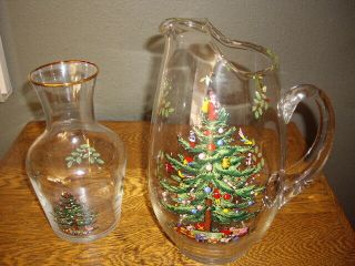 Spode Christmas Tree Water Pitcher And Vase/carafe