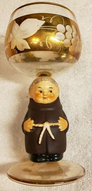 Cute Vintage Goebel Hummel Monk Friar Tuck Wine Glass Stem,