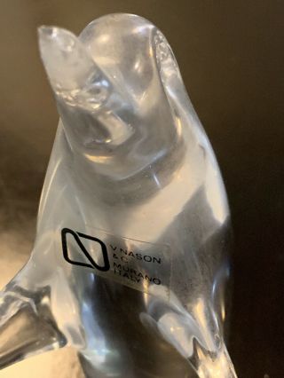 V.  Nason Murano Art Crystal Glass Penguin Figurine,  5 1/4 