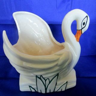 Vintage Mccoy Art Pottery White Swan Planter 1940 