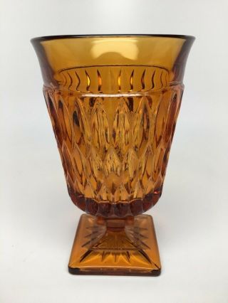 Vintage Indiana Glass " Mt Vernon Amber " Iced Tea / Water Goblet 6 " - Square Foot