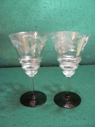 Vintage Crystal Wine Glasses W/etching