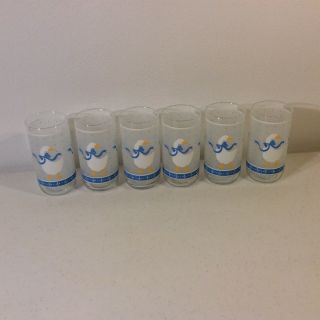 Set Of 6 Drinking Glasses Goose Duck With Blue Bow 16 Oz.