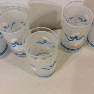 Set Of 6 Drinking Glasses Goose Duck with blue Bow 16 Oz. 3