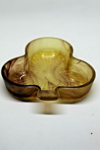 Davidson Vintage Art Deco Amber Cloud Glass Pin Dish