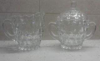 Fostoria American Clear Cream And Sugar With Lid