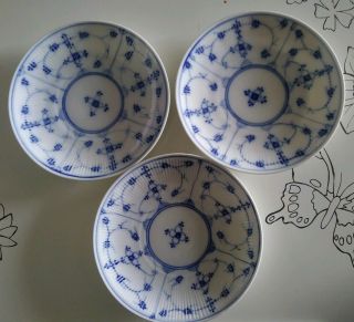 3 Vintage 1900s Kalk German Porcelain White With Blue Flowers Pattern