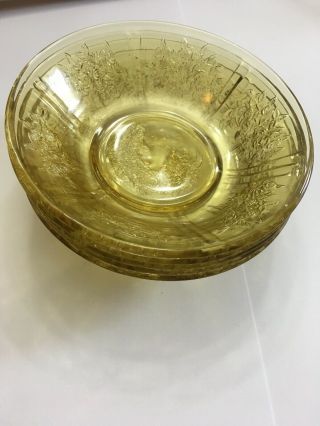 4 6 Inch Amber Sharon Cabbage Rose Depression Glass Bowls