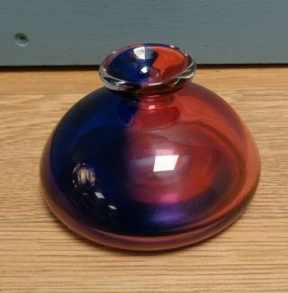 Art Glass Vase Signed 1994 Taitr By G.  D.  G? Pink Blue Swirl