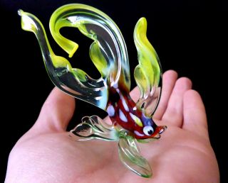 Murano Italy Style 3.  1 " Green Art Glass Aquarium Figurine Goldfish Fish Ornament