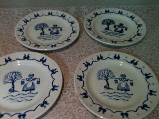 Set Of Four Poppytrail By Metlox Provincial Blue 6.  5 " Dessert Plates