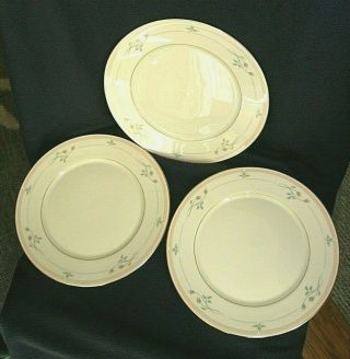 Set Of 3 Dinner Plates Lenox Rose Manor Gold Trim - 10 3/4 - Very