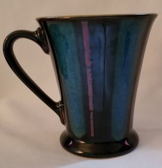 Denby Gatsby Coffee Mugs Cups Blue Striped Flared Foot England