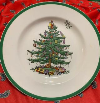 Set Of Two Vintage Spode Christmas Tree 10 3/8 " Dinner Plate