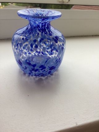 Blue Mottled Caithness Glass Vase
