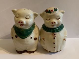 Vintage Collectible Smiley & Winnie Pig Cloverbud Salt & Pepper Shakers