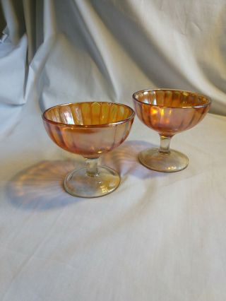 Vintage Carnival Glass Marigold Sherbet Dishes