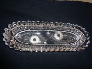 American Brilliant Cut Glass Celery Dish Tray Plate Abp Antique Low.  99 Start