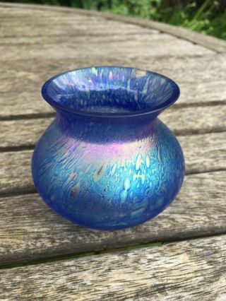 Heron Glass Blue Vase - Hand Blown - Made In England