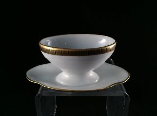 Richard Ginori Footed Sauce Porcelain Sauce Condiment Bowl Attached Plate Italy