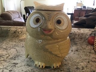Vintage Mccoy Owl Cookie Jar 12” Tall Cream Color