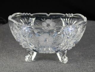 Berry Bowl Footed Clear Leaded Glass Molded Pressed Glass