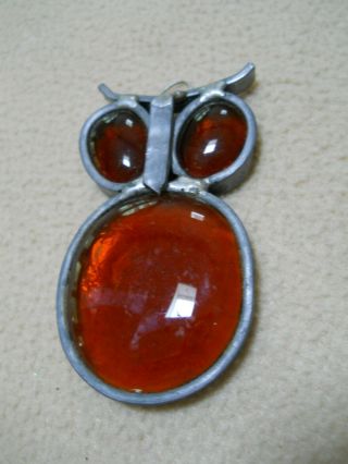 2 Vintage OWL Lead Stained Glass Suncatchers 4