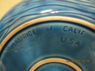 Vintage Maurice Of California Pottery 2 - Tier Tidbit TrayTurquoise Blue & Brown 5