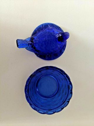 Vintage Heisey Cobalt Blue Bird on Nest Candy Dish 5