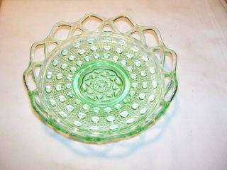 Vintage Green Katy Blue Lace Edge Elegant Glass Bowl