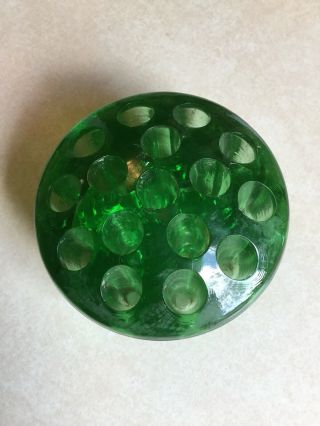 Vintage Green Depression Glass 16 Hole Flower Frog