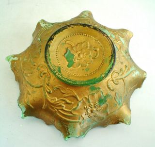 Antique Northwood Green Lightning Ruffled Bowl Goofus Glass Early 1900 APG 2