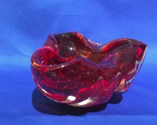 Murano Vintage Retro - Red Bubble Art Glass Bowl Astray Candy Sweet Bowel