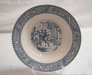Old Vintage Homer Laughlin 8 " Rim Soup Bowl Shakespeare Country Blue Scrolls