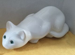 Elpa Alcobaca Made In Portugal - Large 14 " Ceramic - White Cat