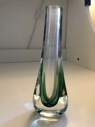 Vintage Teardrop Clear,  Blue & Green Glass Vase