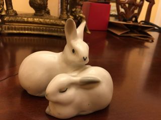 Vintage Ussr Imperial Lomonosov Porcelain Hand - Painted Bunny Rabbit