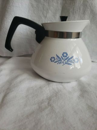 Vintage Corning Ware 6 Cup P - 104 Blue Cornflower Coffee Carafe Tea Pot With Lid