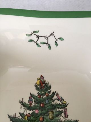 Spode Christmas Tree England Square 9 ½” Vegetable Green Trim Serving Dish Bowl 5