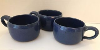 Bybee Pottery Blue Cups/mugs,  Set Of 3