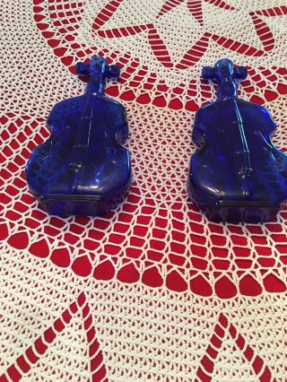 Vintage Cobalt Blue Violin Bottles,  8” Tall,  4” Wide