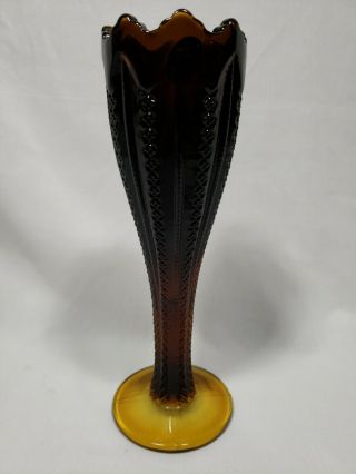 Vintage Amber Glass Bud Vase - Tiara Exclusive By Indiana Glass - 10 " Tall ‘70’s