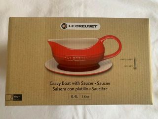 Le Creuset White Gravy Boat And Underplate New”