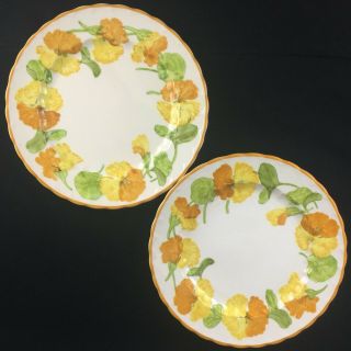 Set Of 2 Vtg Dinner Plates By Vernon Nasturtium Metlox Poppytrail California Usa