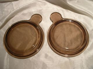 Pyrex Vision Grab It Lids Only Set Of 2 Amber Glass P - 240 - C Replacement