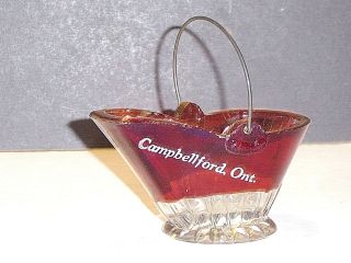 Westmoreland Souvenir Campbell Ontario Canada 4 " Ruby Stained Mini Coal Scuttle
