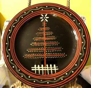 Wisconsin Pottery Redware Christmas Tree Plate North South East West 7”