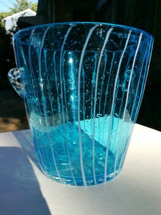 Venini For Disaronno Art Glass Ice Bucket Blue Murano Hand Blown