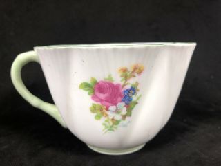 Shelley Fine China Tea Cup Dainty Ludlow Pattern Floral Green Handle Rim 12Y 4